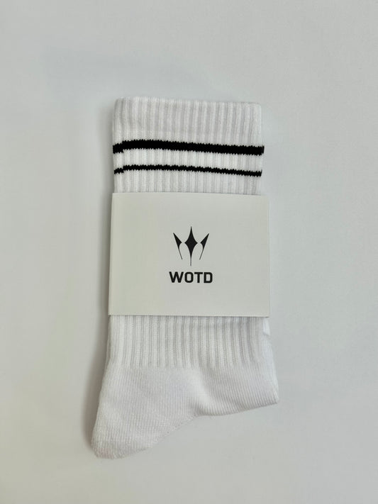 Unisex Half-Crew Throwback Sock - White WOTD Crew Socks (White)