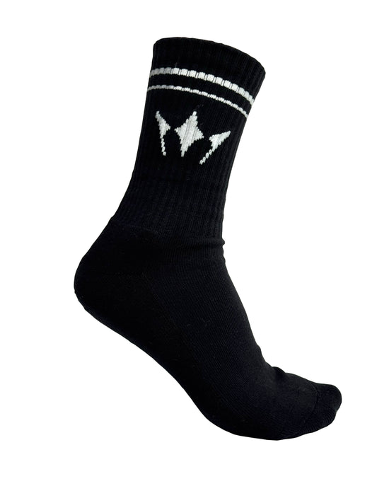 Unisex Half-Crew Throwback Sock - White WOTD Crew Socks (Black)