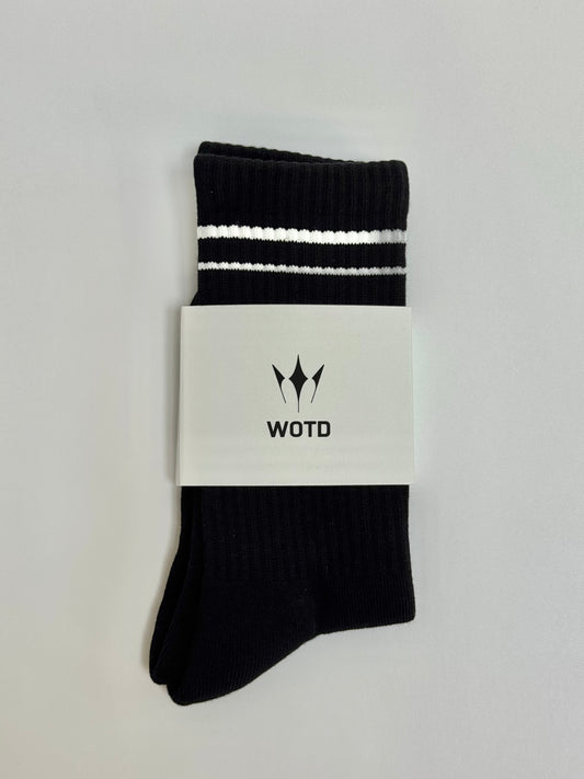 Unisex Half-Crew Throwback Sock - White WOTD Crew Socks (Black)