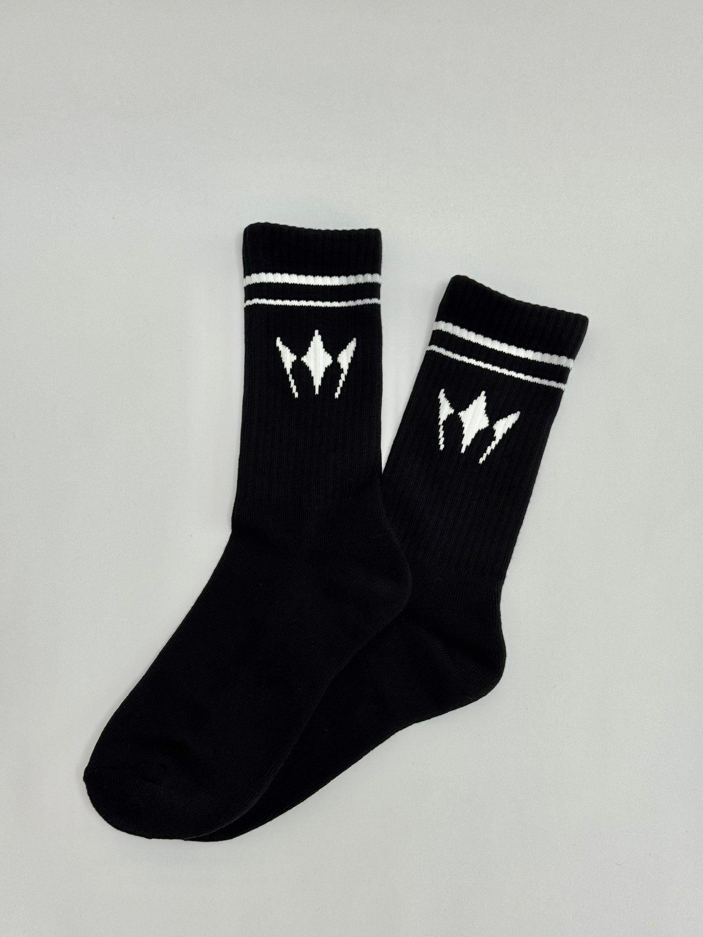 Unisex Half-Crew Throwback Sock - White WOTD Crew Socks (Black)