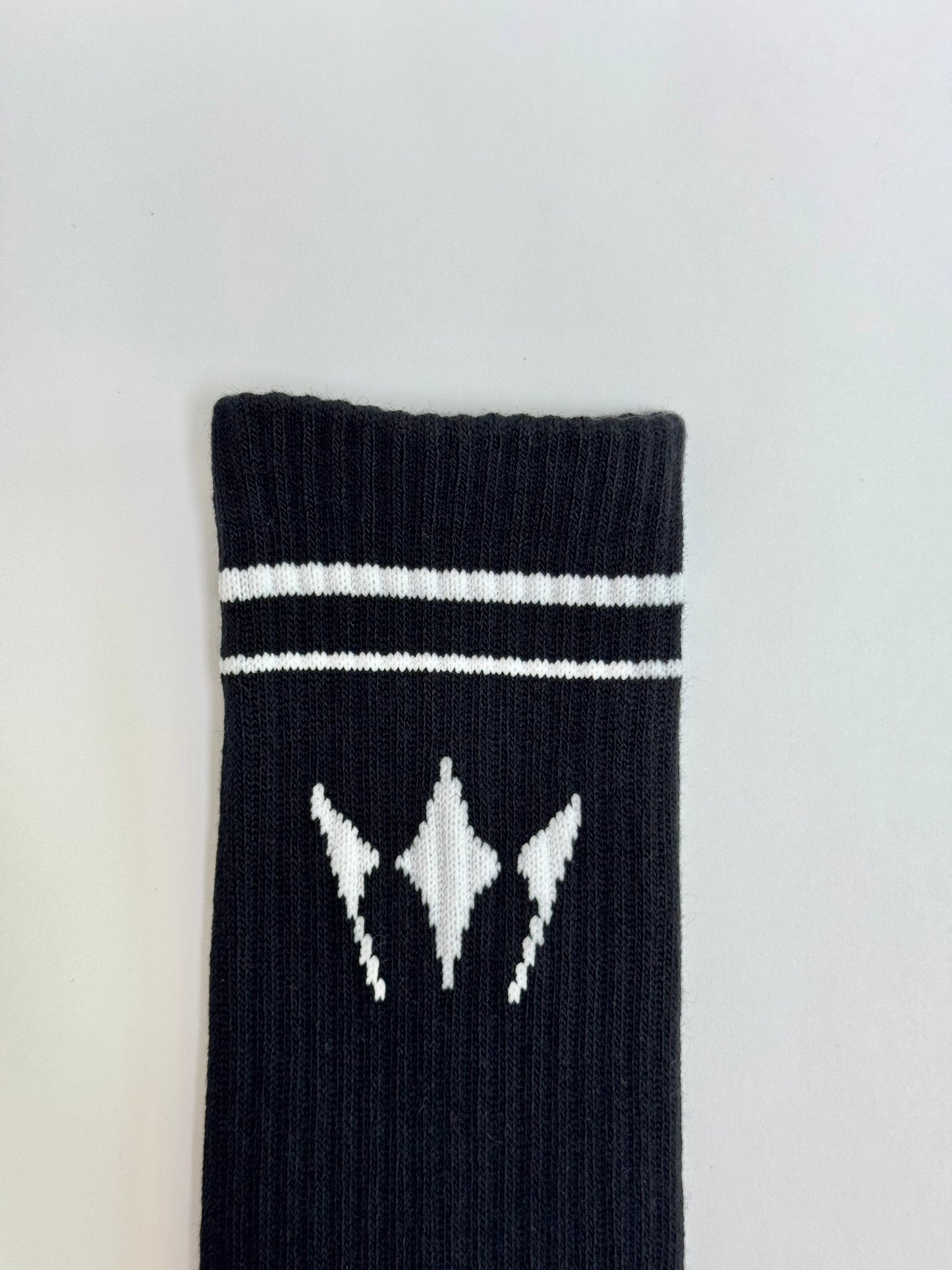 Unisex Half-Crew Throwback Sock - White WOTD Crew Socks (Black)